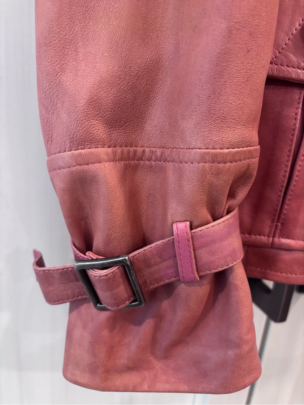 Danier genuine leather blazer jacket coral/dusty rose large button front - Picture 6 of 14